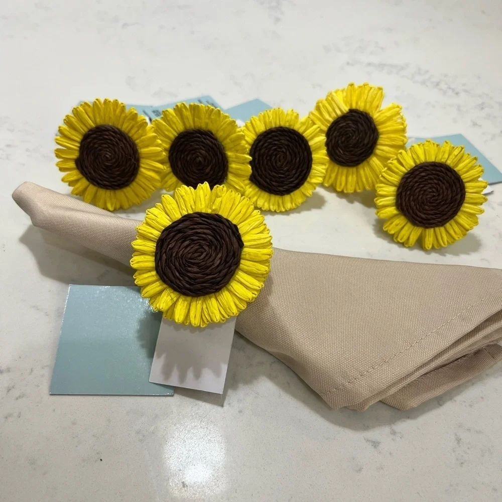 Sunflower Napkin Rings set 6